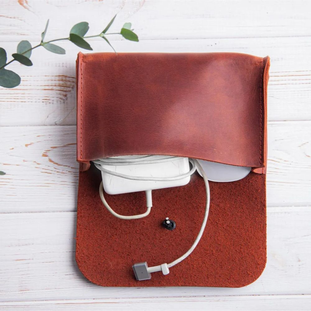 Tech Accessories Travel - Genuine Leather MacBook Mouse Case Personalized