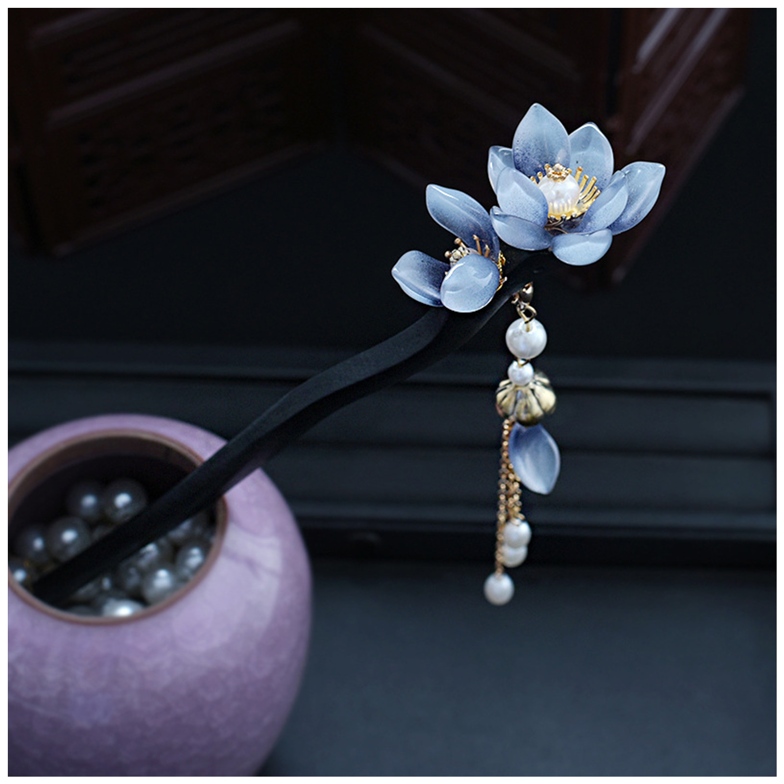 Blue Flower Hair Stick Vintage - đánh giá và giá Tech Accessories Women