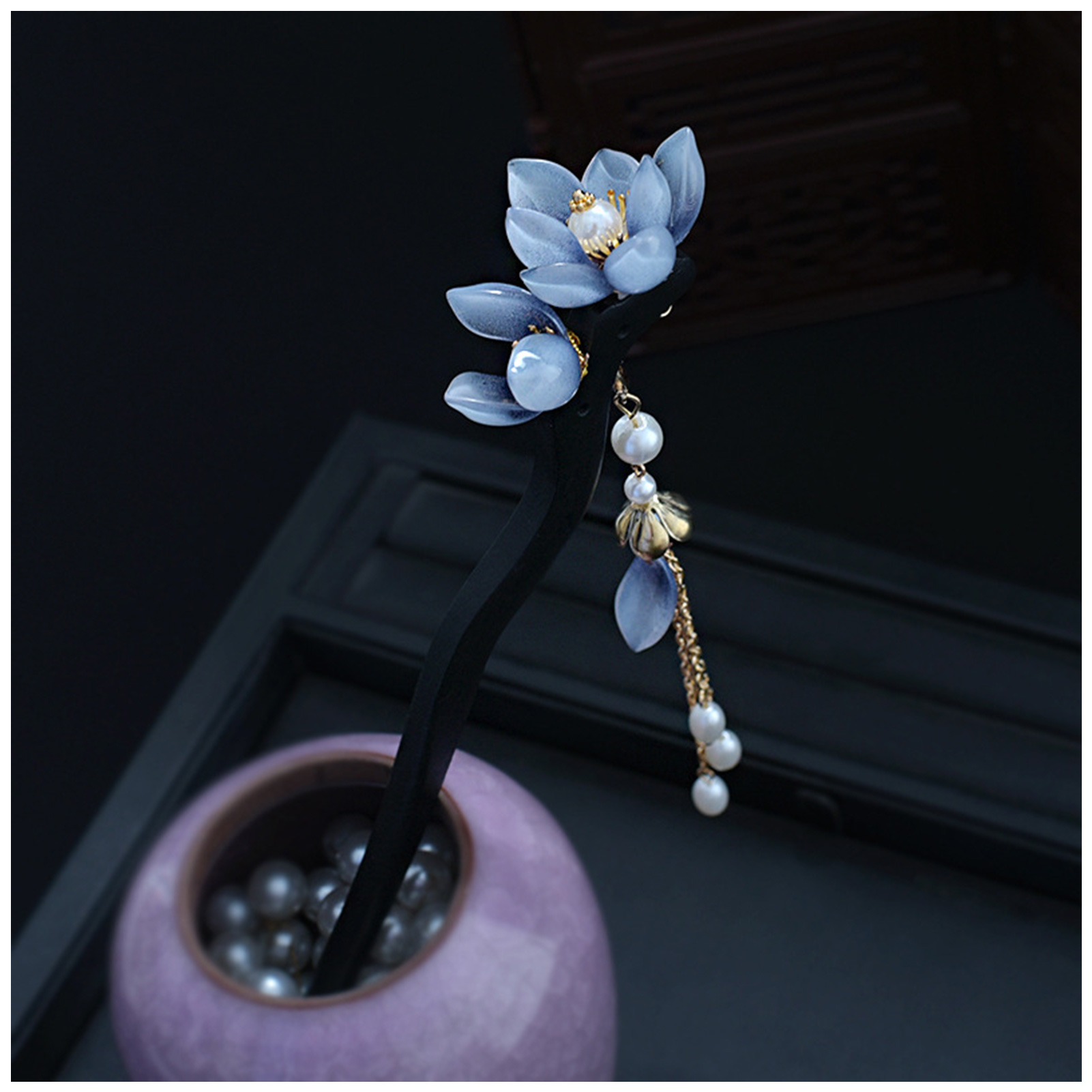 Blue Flower Hair Stick Vintage - đánh giá và giá Tech Accessories Women